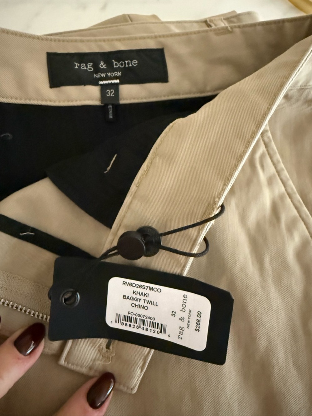 rag & bone Khaki Baggy Twill Chinos in Light Tan